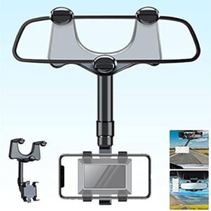 ZoyShop Rearview Mirror Phone Holder, 360 Rotatable and Retractable, Compatible with Smartphones, Black