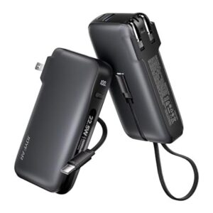 Joyfar 10,000mAh 22.5W Fast Charging USB-C Powerbank with Built-in USB-C Cable & Wall Plug