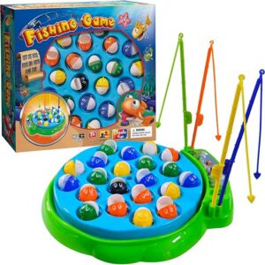 Fishing Game Toy for Kids with Rotating Board & Music | Interactive Fishing Toy | Educational Skill Building Game for Boys & Girls Ages 3+ | Fun Party Favor & Gift Idea| Green Base